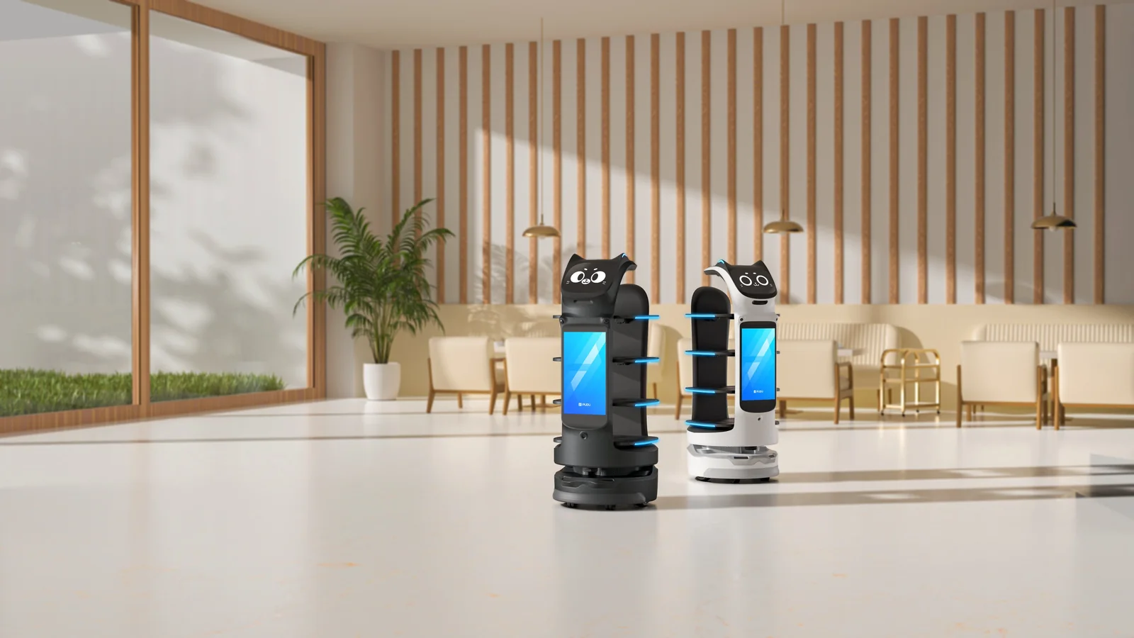 BellaBot Pro in a hotel lobby
