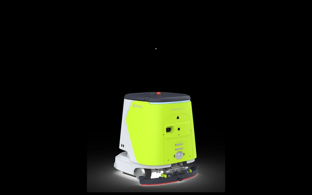 PUDU CC1 Pro cleaning a shopping mall floor