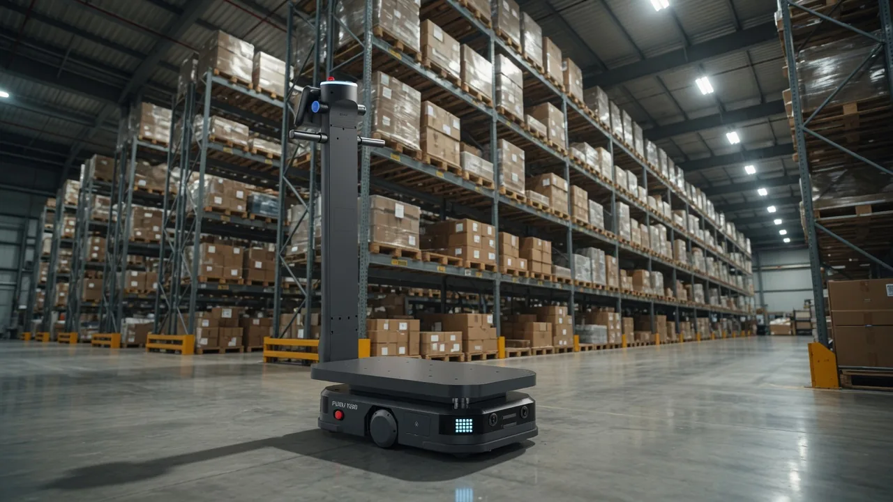 PUDU T600 heavy transport robot in a warehouse
