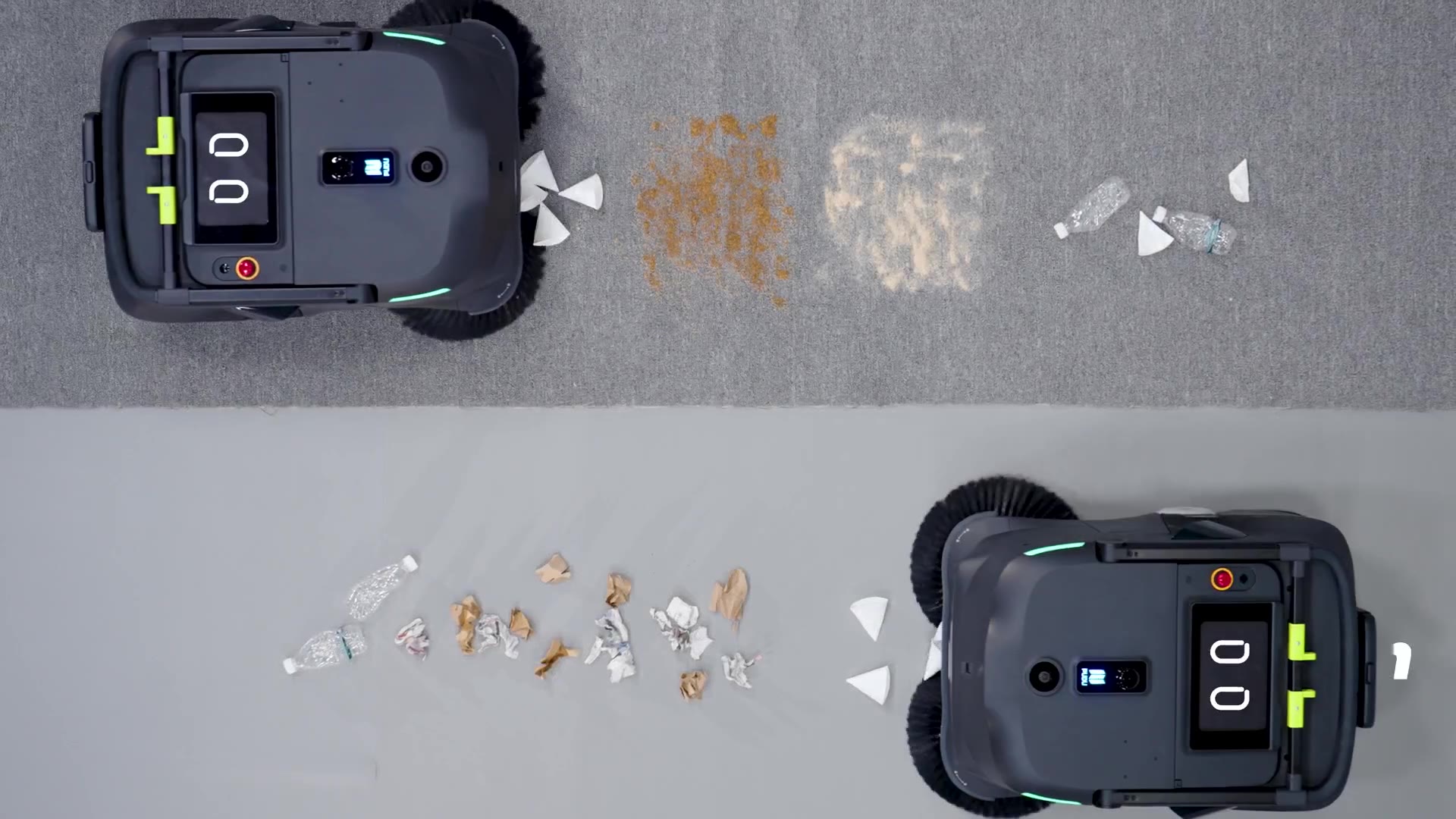 PUDU MT1 Vac robotic sweeper and vacuum cleaning a retail floor